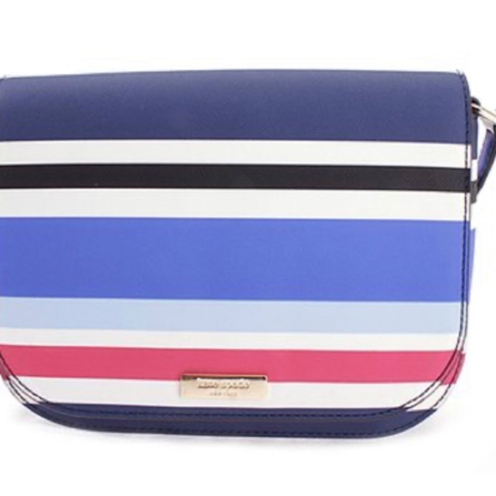 Kate Spade Carsen Laurel Way blue/red striped saffiano leather crossbody bag